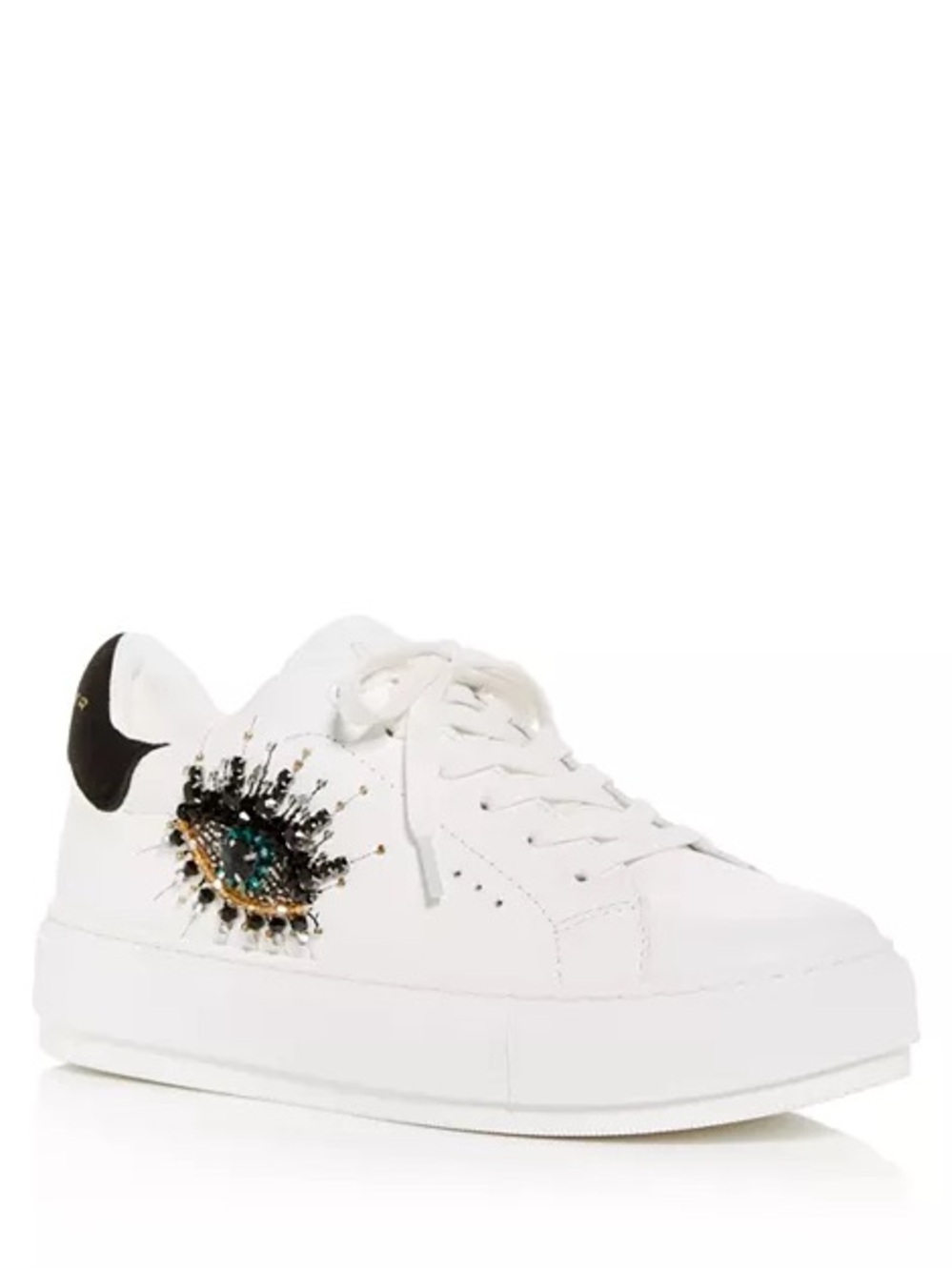 Kurt Geiger White Platform Sneaker with Embellished Eye Detail